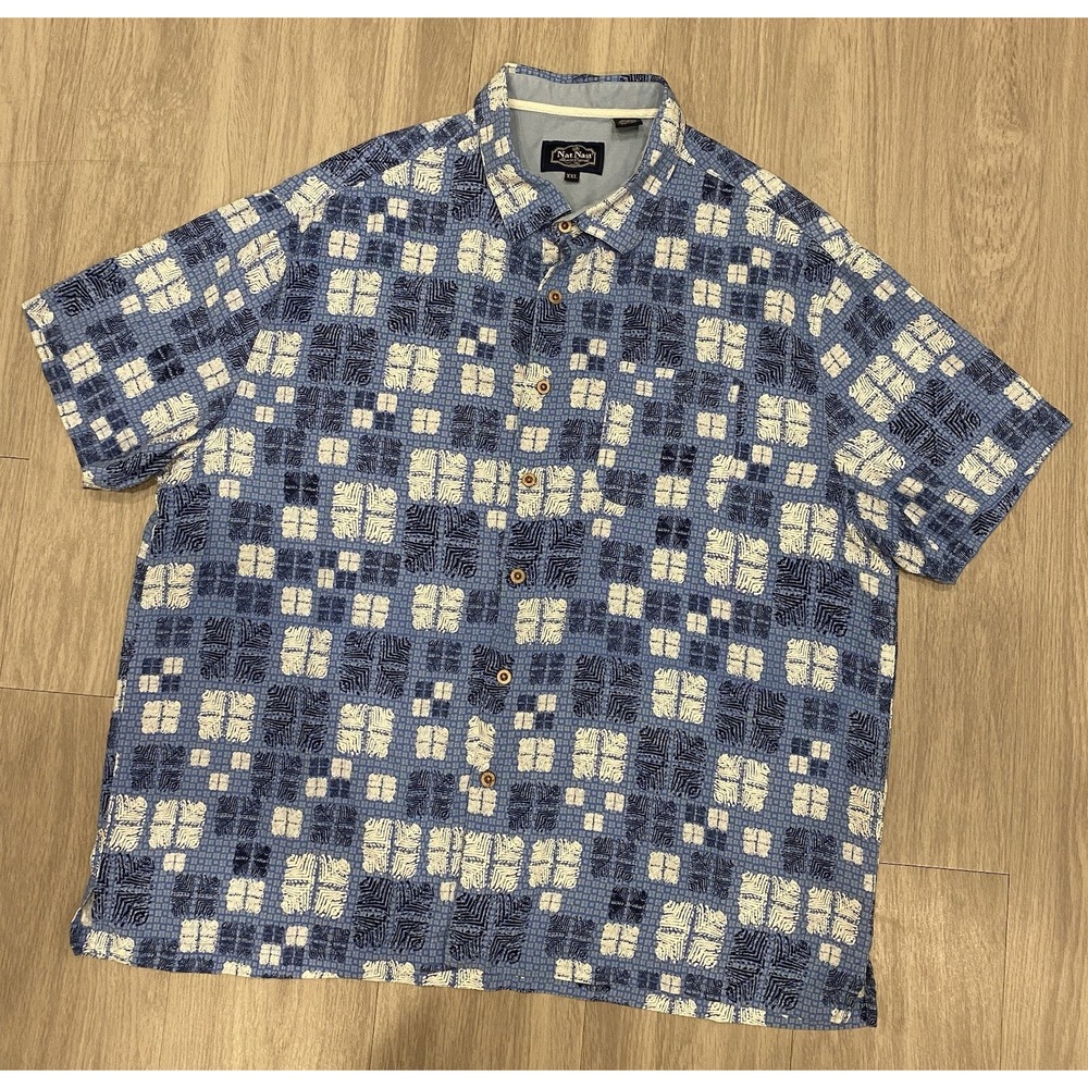 Nat Nast Shirt Mens XXL Geometric Short Sleeve Luxury Originals Silk Blend